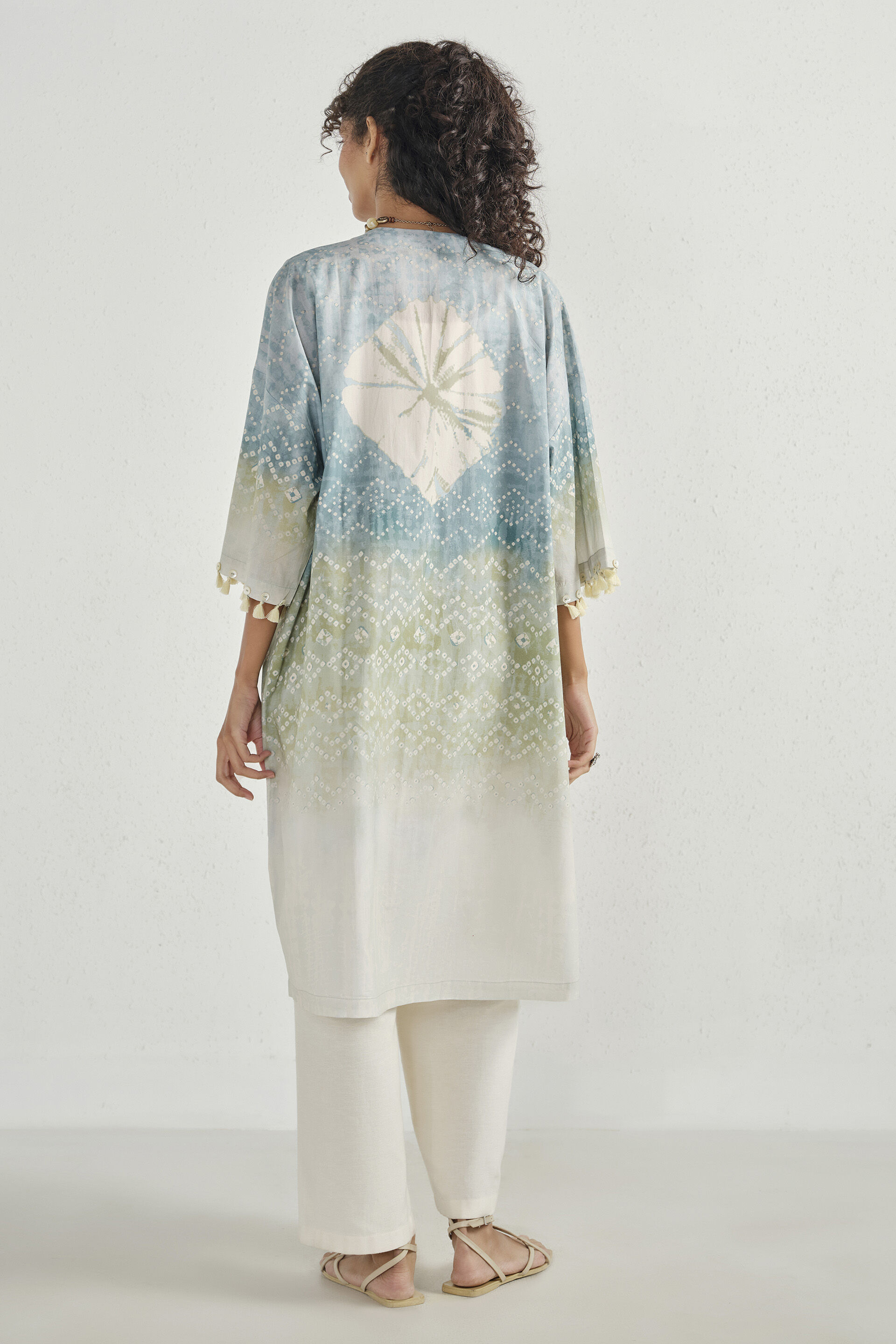 Sage Embroidered Long Shrug, Teal, image 6